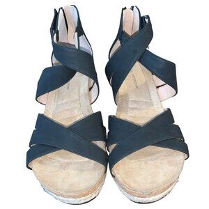 Adrienne Vittadini Women's Black  2.5” Wedge Sandals Size 8.5